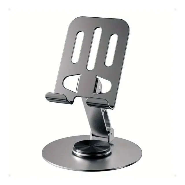 Soporte Metálico Aluminio Para Celulares Tablets Giratorio 360° Ajustable Regulable Color Negro - Otec