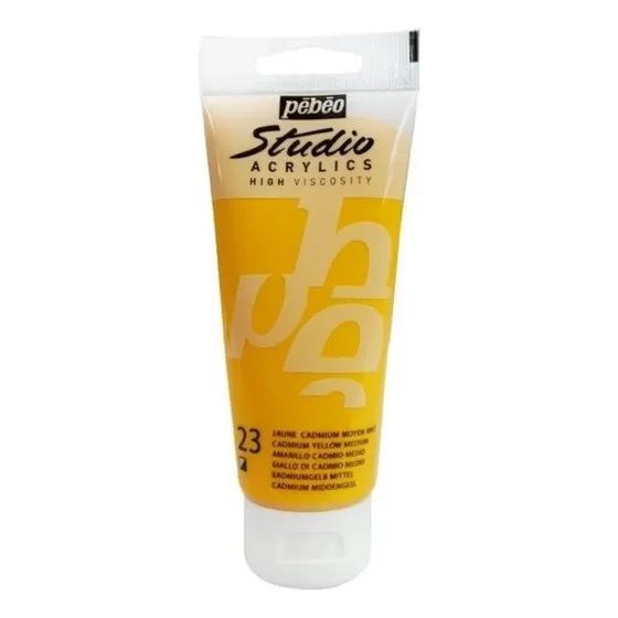 Tubo De Pintura Studio Acrílica Profesional Pebeo 100 Ml Color Amarillo Cadmio
