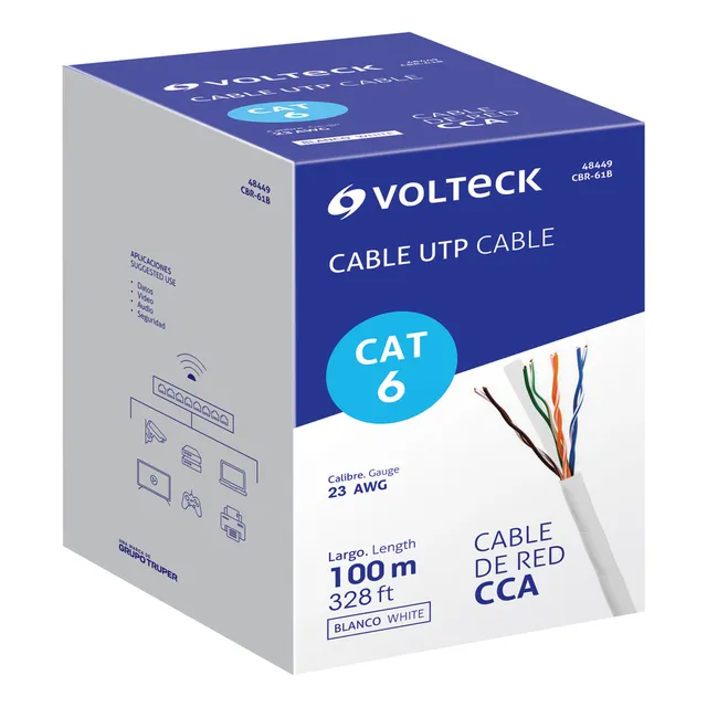 Cable Utp Cat6 Bobina De 100 M Aplicaciones Volteck