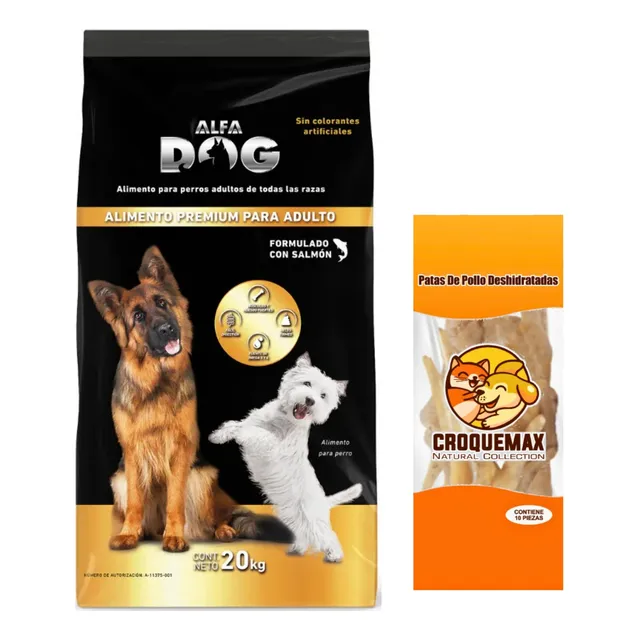 Alfa Dog Adulto 20 Kg + Patas De Pollo 10 Pzas