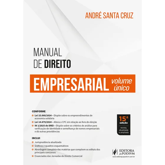 Manual De Direito Empresarial Volume Único - 15 Edição 2025 Juspodivm