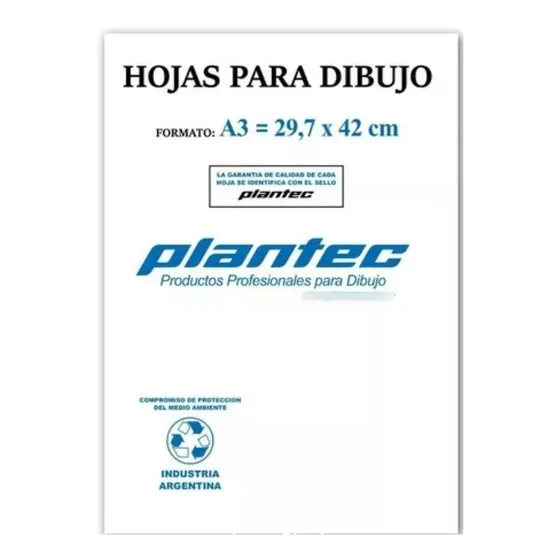 Plantec 15214 Hojas Para Dibujo A3 106grs. X10 Hojas