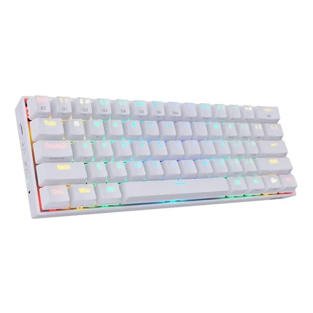 Teclado gamer bluetooth Redragon Draconic QWERTY Outemu Brown inglés US color blanco con luz RGB