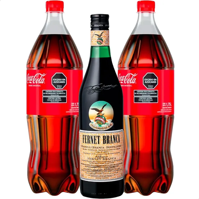 Combo Trago Fernet Branca X 1 Litro + 2 Coca Cola 1,75 Lts 