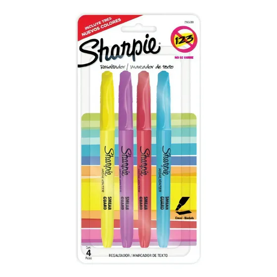 Sharpie 4 Resaltadores Marcatextos, 4 Colores Cincel-biselad