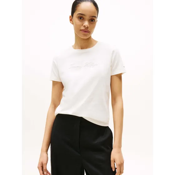 Playera Blanca Tommy Hilfiger Con Cuello Redondo De Mujer
