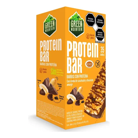 Green Mountain Protein Bar 35 Pzs De 40 Gr C/u Caja De 1.4kg