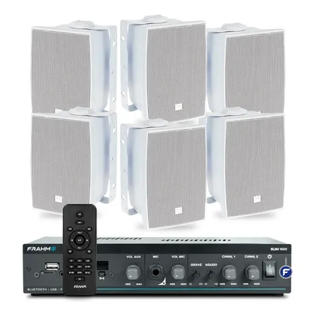 Som Ambiente Área Externa Bluetooth Piscina + 06 Caixas Jbl Branco Bivolt