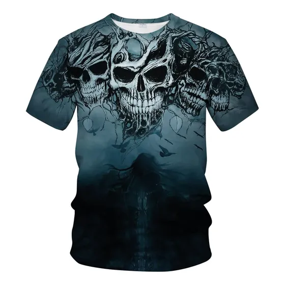 Hehanus Camiseta De Manga Corta Con Estampado De Calavera Pa