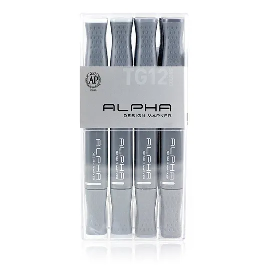 Marcadores Alpha Design Gris Toner Set 12 Colores