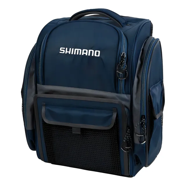Mochila de pesca Shimano XL Lubg-15 con 4 fundas color azul