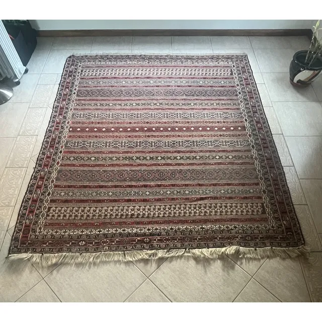 Kilim Turco Comprado En Origen 2.24 M 1.89 M Geométrico Rojo Y Azul
