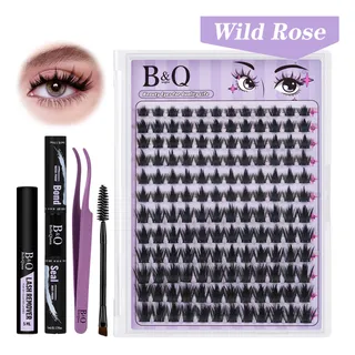 Kit Extensões Wild Rose B&q Cílios Volume Intenso E Volumoso Wild Rose C 1.6 Cm 0.07 Mm