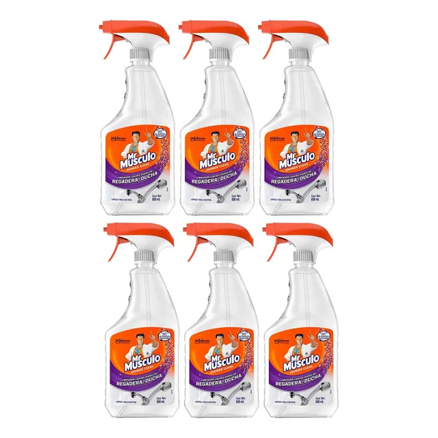 6 Pz - Mr Musculo Shower Clean Regadera/ducha 650 Ml