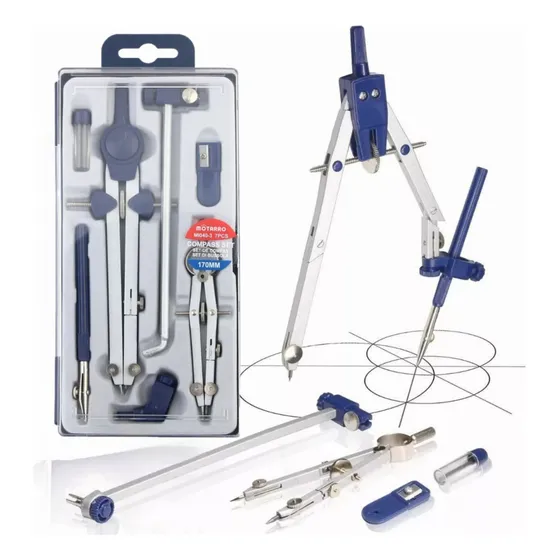 7pcs Compás De Precisión Escolar Profesional Juego Geometría Motarro MI040-3
