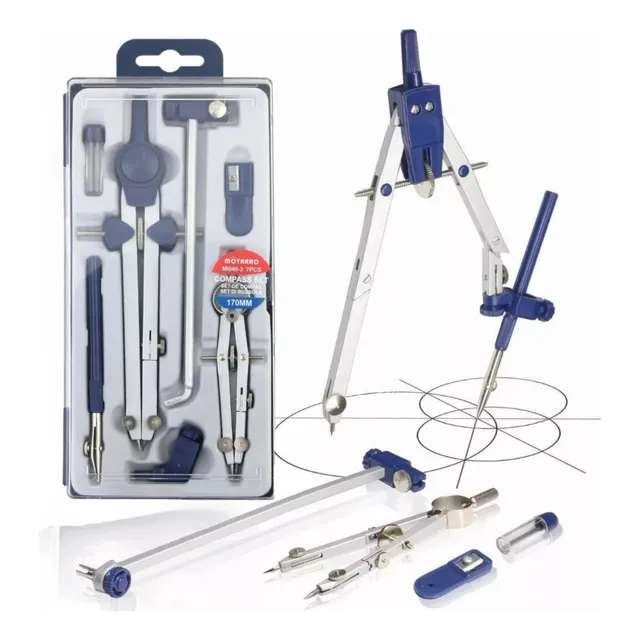 7pcs Compás De Precisión Escolar Profesional Juego Geometría Motarro MI040-3
