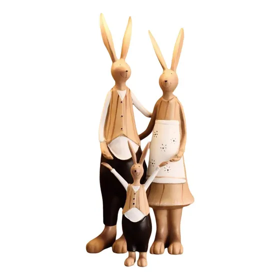 Jf Figura De Conejos En Familia, Estatua Decorativa For Sala