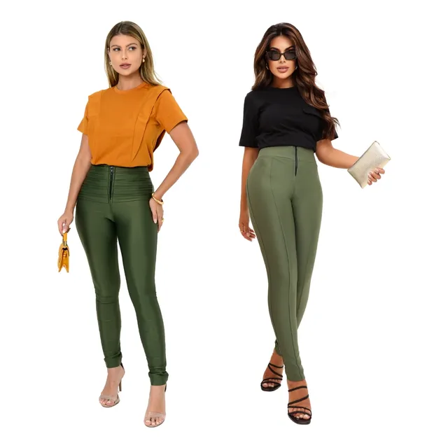 Kit 2 Calça Legging Montaria Feminina Live Preta Powerfull