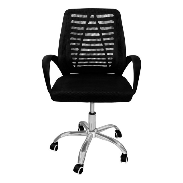 Cadeira Giratória Ergonômica Cromada Para Escritório Cor Preta Cadeira Giratória Ergonômica Cromada Para Escritório Cor Preta