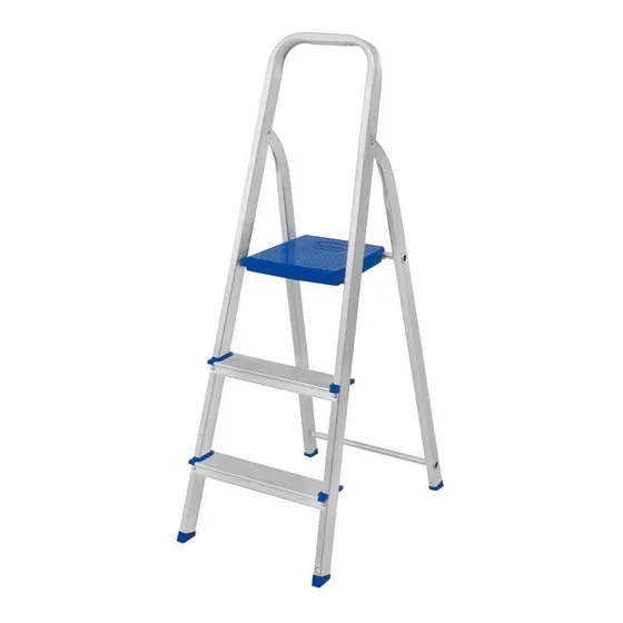 Escalera Aluminio 3 Escalones 1,20 Metros Plegable Práctica Color Plateado