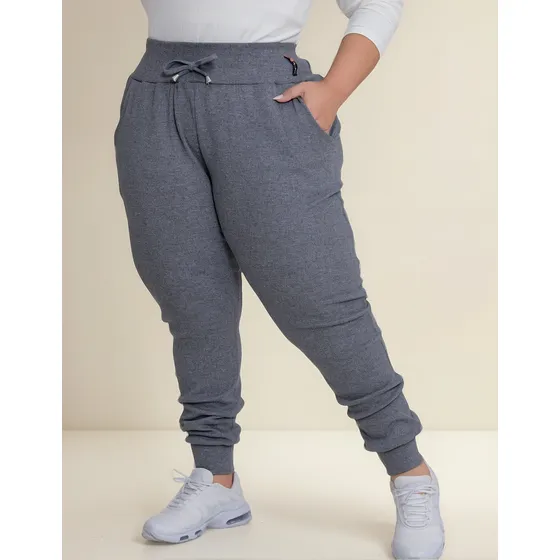 Calça Jogger Plus Size Cós Alto Moda Inverno