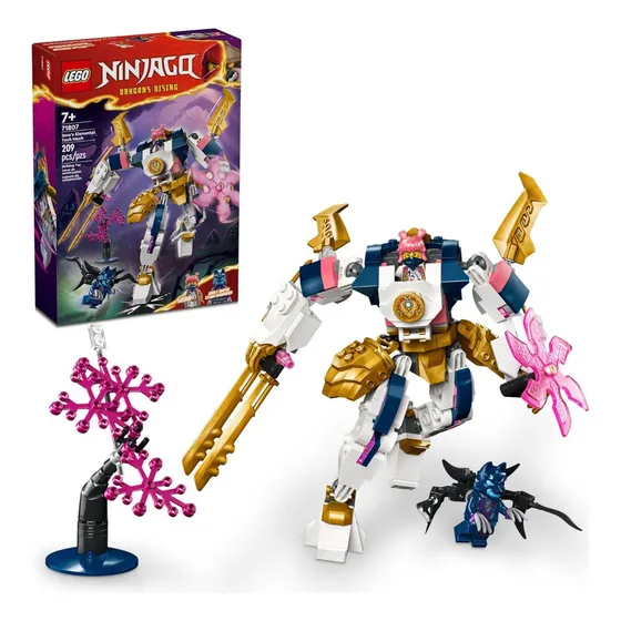 LEGO® NINJAGO® Mech Elemental Tecno de Sora 71807; Set de Juguete de Aventura con Figura Personalizable y Minifigura de Sora; Regalo del Universo Ninja para 7 Años o Más