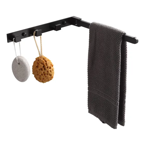 Bsyslb Toallero Baño 3 Gancho Para Toalla Barra Negra Pared
