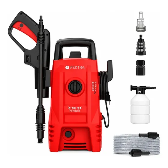 Hidrolavadora 1400w 90bar Pektra Alta Presión Autostop Lanza Color Rojo Frecuencia 50