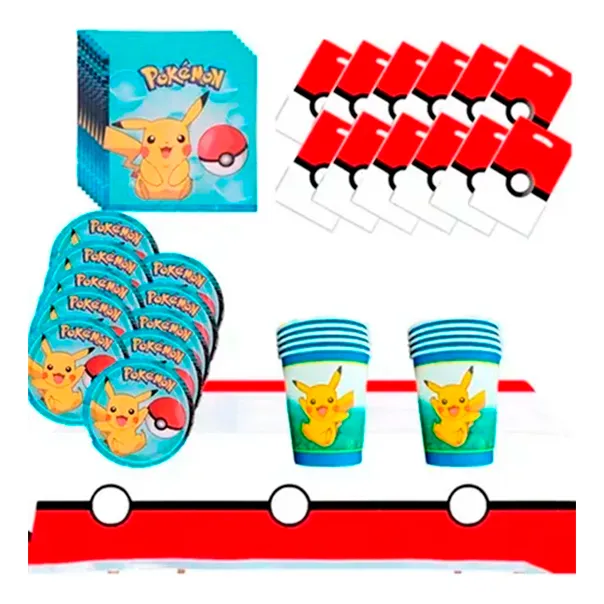 Kit Cumpleaños Pokemon Pikachu Cotillon Globos Alta Calidad