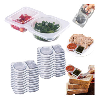 Double Compartment Condiment Container,10-50pcs Portable Double Compartment Condiment Container,10-50pcs Portable