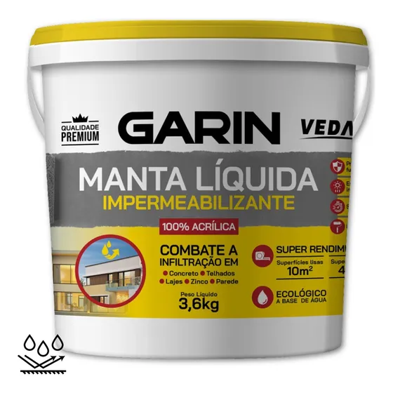 Manta Líquida Impermeabilizante Infiltração Telha Laje 3,6kg Acabamento Fosco Cor Cinza