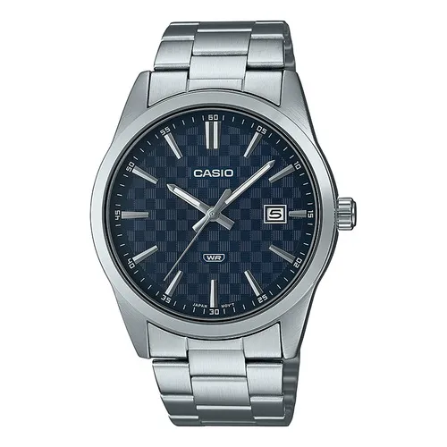 Reloj Casio Modelo Mtp-vd03 Metal Caratula Azul Color de la correa Plateado Color del bisel Plateado