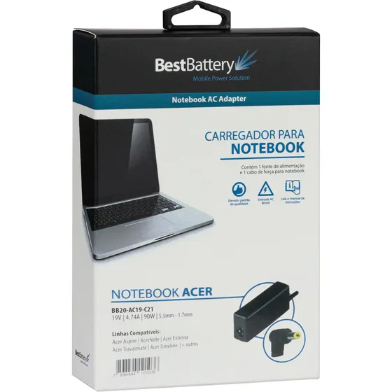 Fonte Carregador Para Notebook Acer Aspire Es1-531-c0rk - 90
