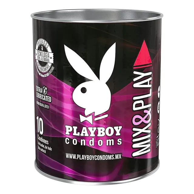 Lata De 10 Condones Playboy 5 Extra Sensible + 5 Texturizado