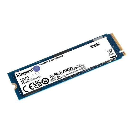 Ssd M.2 Nvme Pcie Gen 4.0 Interno Kingston Nv2 500gb M.2 2280 Snv2s/500g Velocidade De Leitura Até 3500mb/s E Gravação 2100mb/s Interno Cor Azul