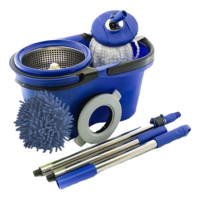 Esfregão Mop Perfect Balde Inox + 3 Refil + Cabo Longo Esfregão Mop Perfect Balde Inox + 3 Refil + Cabo Longo