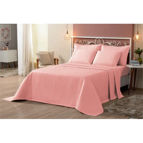 Cobre Leito King 03 Peças Colcha Matelada 400 Fios