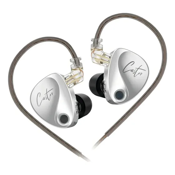 Kz Castor Auriculares Intraaurales Dinámicos Duales Ajustables de Alta Fidelidad con Monitoreo de Fiebre para Escenarios en vivo Con Cable Color Plateado