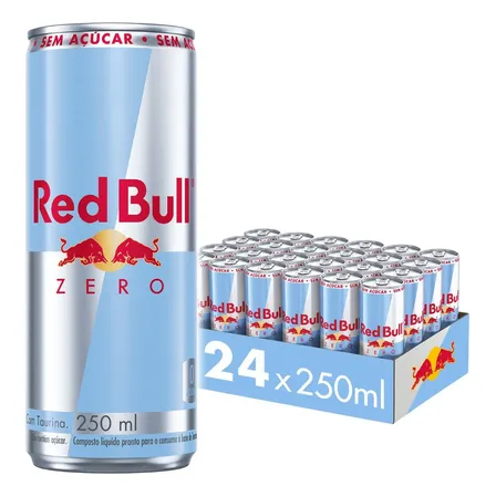 Red Bull Energético, Zero, Sem Açúcar, 250ml, 24 latas