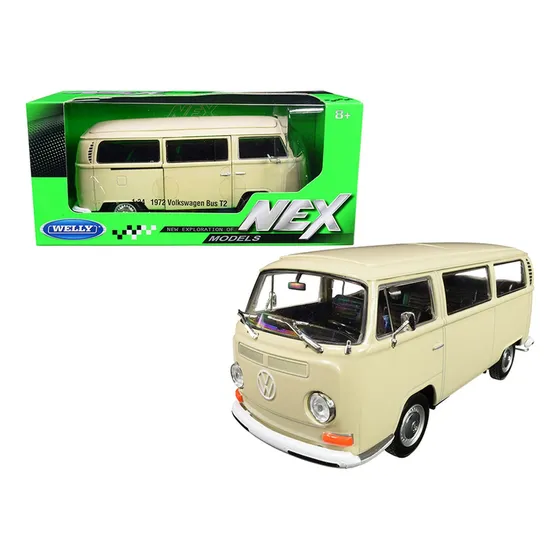 Miniatura Volkswagen Kombi Bus T2 1972 Creme 1:24 Welly