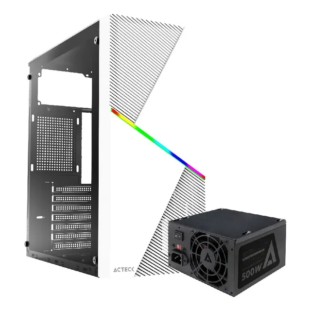 Gabinete Acteck Draco Gm450 500w Media Torre Rgb Cristal  Color Blanco