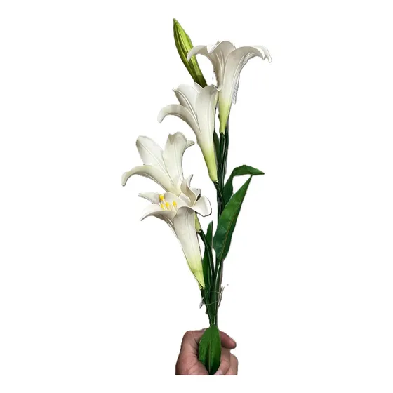 Flor Artificial Lirio Agua Blanco Decorativo Ramo Matrimonio
