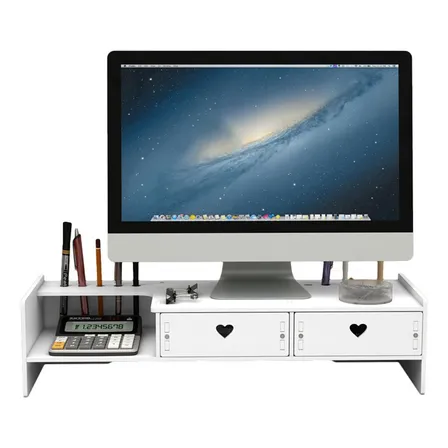 Elevador De Monitor En Madera Armable Para Escritorio Blanco