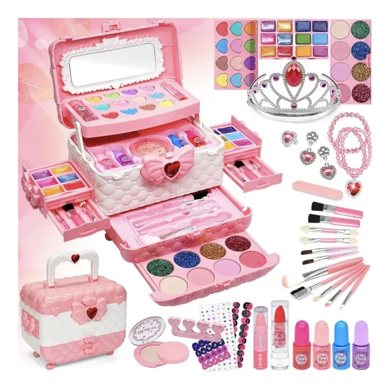 Set Maquillaje Niña Con Estuche Neceser 57 Pzas No Toxico
