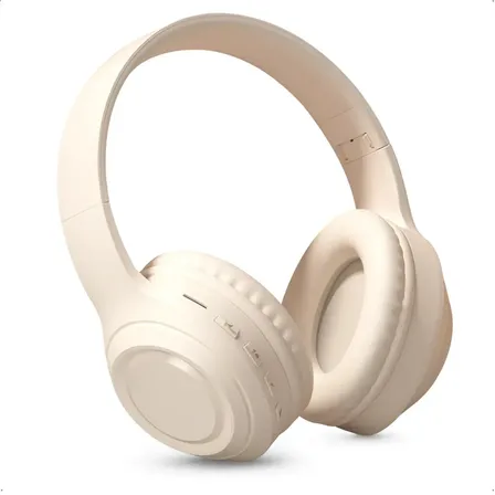 Fone De Ouvido Headphone Sem Fio Bluetooth 5.3 Gamer Super Bass Over Ear Dobrável Headset Audiophile Bege