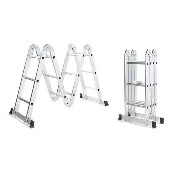 Escalera 5.70mt De Aluminio Convertible 20 Escalones Goldex