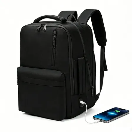 Mochila feminina, impermeável, reforçada, com capacidade expansível de 25 a 40 L, capaz de acomodar um laptop de 15,6 polegadas, com porta de carregamento SUB