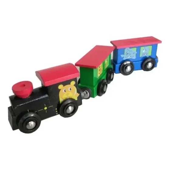 Trencito Locomotora Madera Didáctico  Imantados 4 Vagones