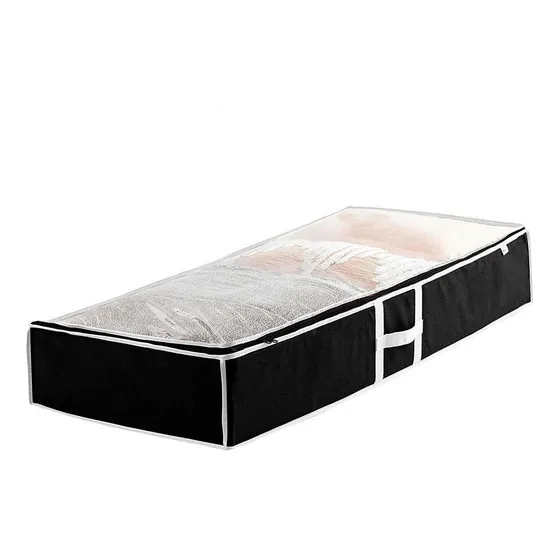 Caja Organizadora Bajo Cama Decoteam Con Visor Y Asas Color Negro