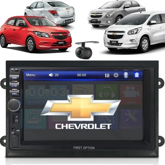 Central Multimidia Mp5 Chevrolet Espelha Moldura Câmera Ré